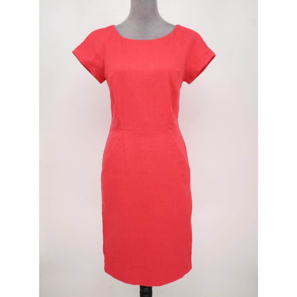 J Crew Dress Womens 6 Salmon Pink Woven Sheath Back Zip Lined Fitted Career - Picture 14 of 14